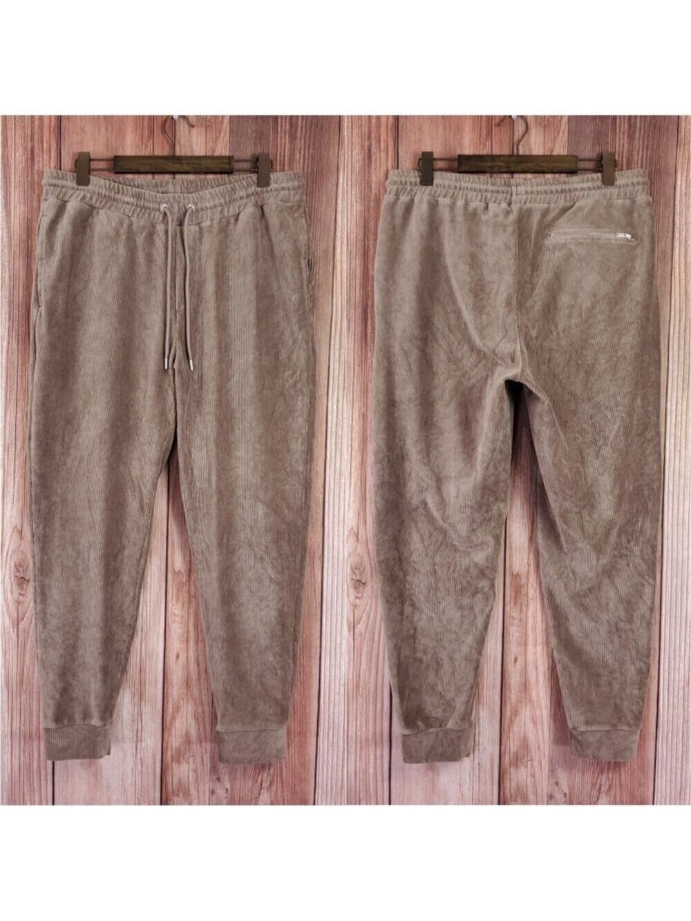 Reiss Kaiden Womens Size XL Mocha Corduroy Drawstring Stretch Joggers Pants